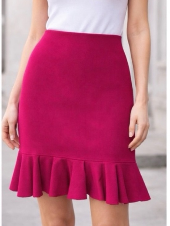 Express Dresses & Skirts - Express hot pink features ribbed knit texture and a flared ruffle skirt size L